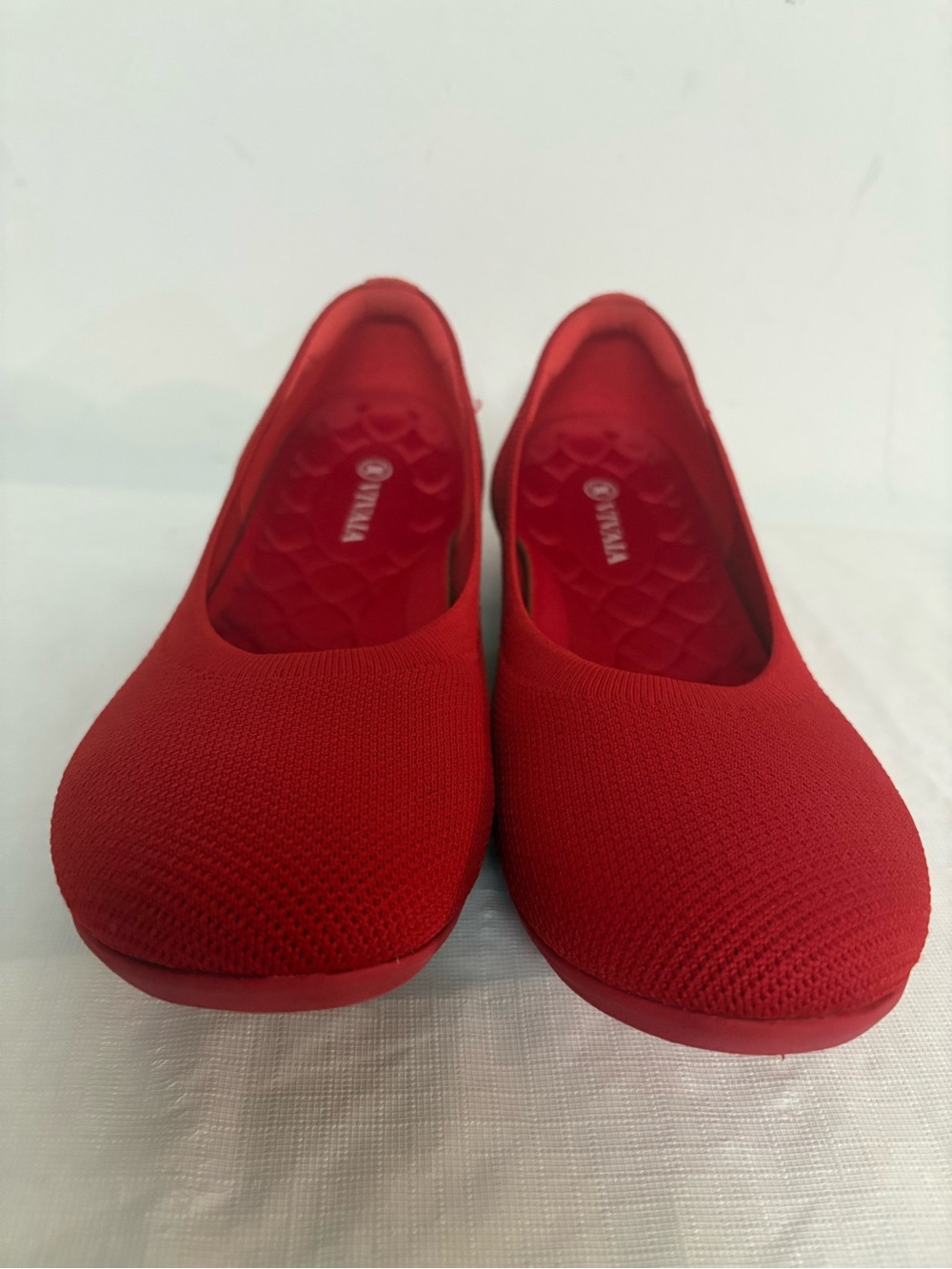 Women’s Red Knit Slip-On Flats with Cushioned Insole
